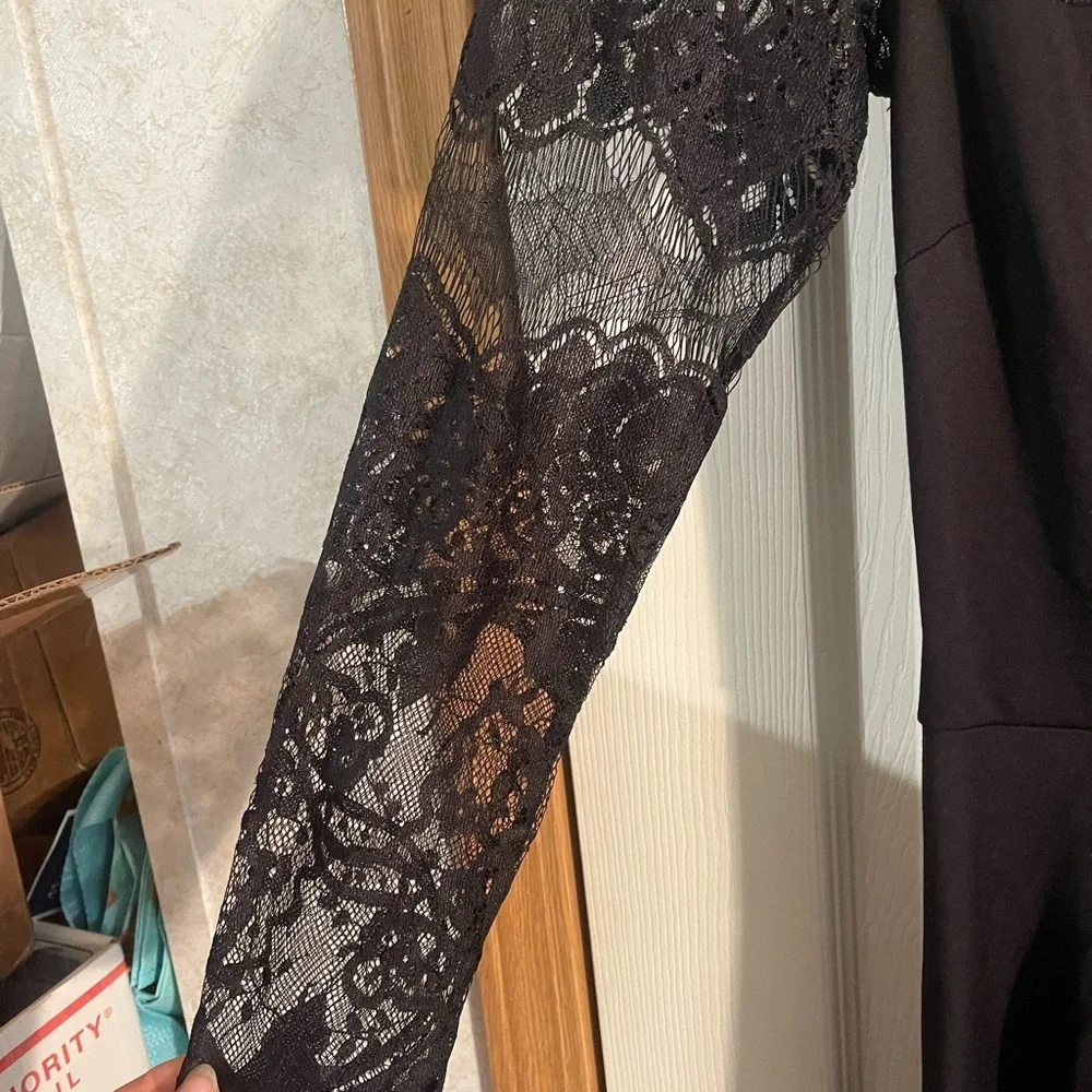 NWT BB DAKOTA Lace Off the Shoulder Black Knee Length Dress - Picture 7 of 14